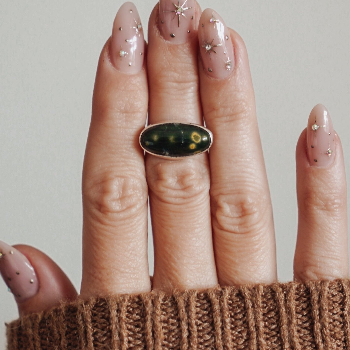 Ocean Jasper Horizontal Ring (Size 6) - Golden Road Crafted