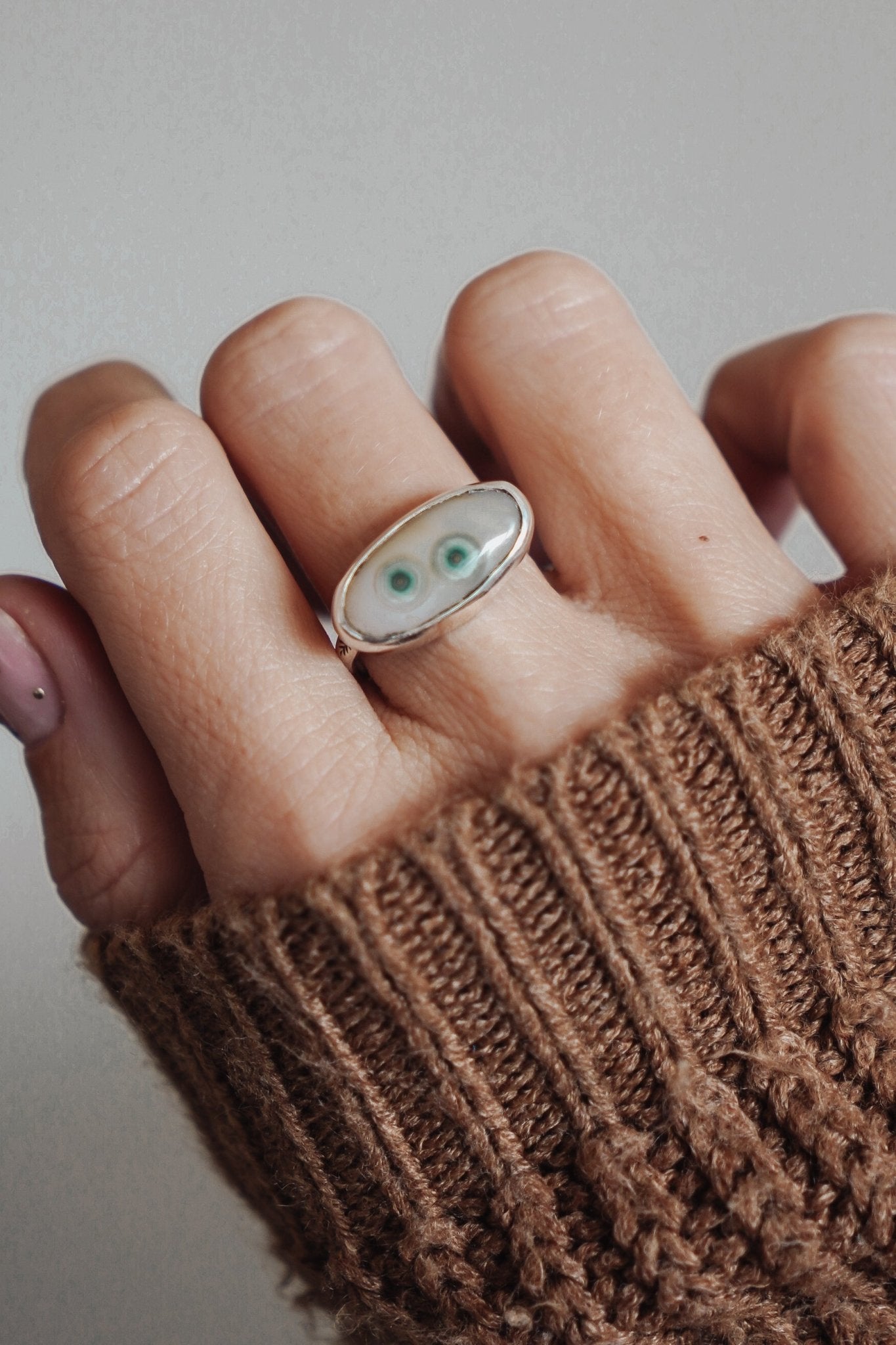 Ocean Jasper Horizontal Ring (Size 8.5) - Golden Road Crafted