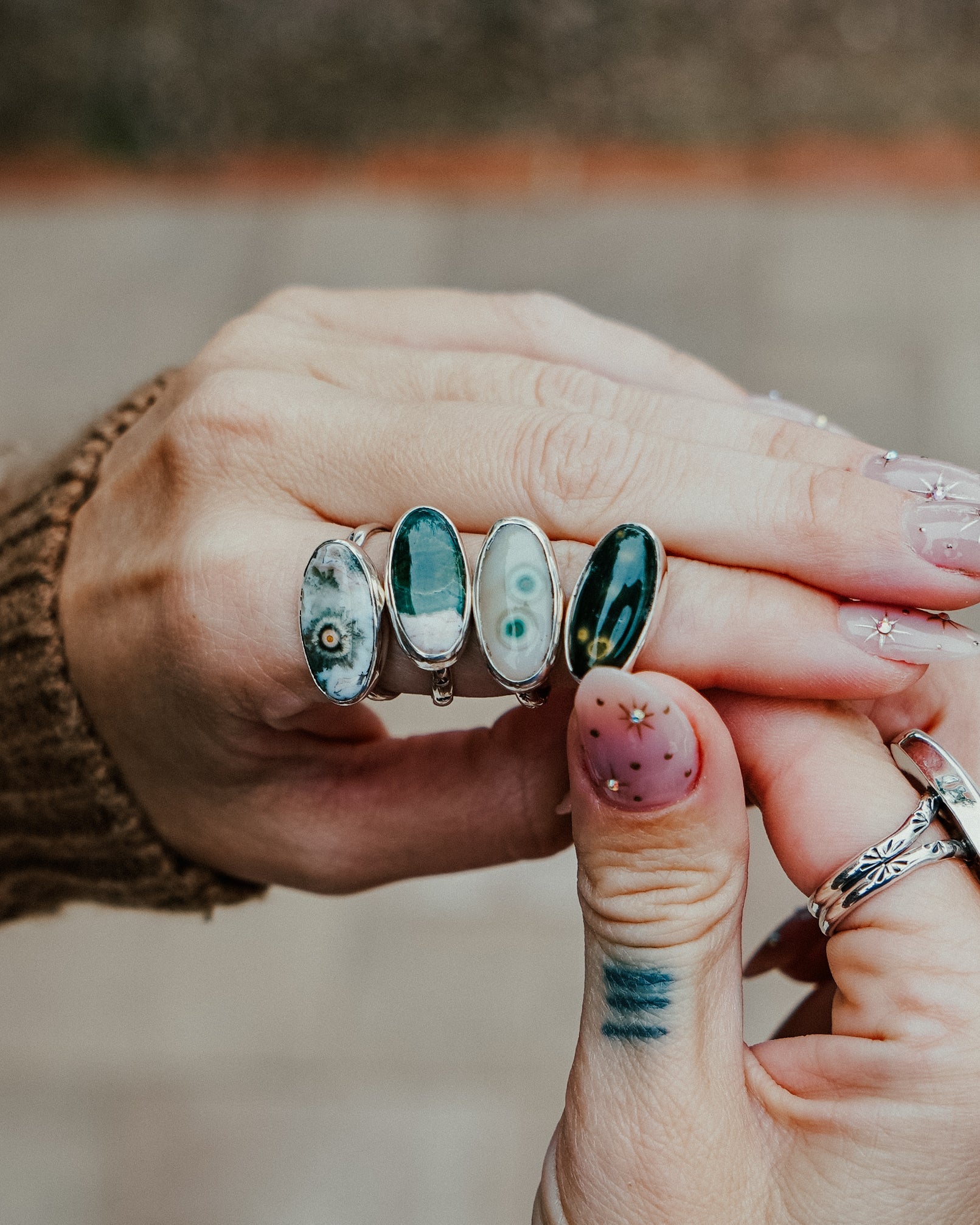 Ocean Jasper Horizontal Ring (Size 9) - Golden Road Crafted