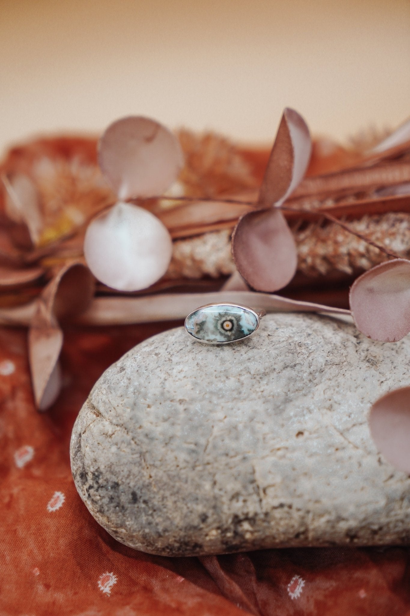 Ocean Jasper Horizontal Ring (Size 9) - Golden Road Crafted
