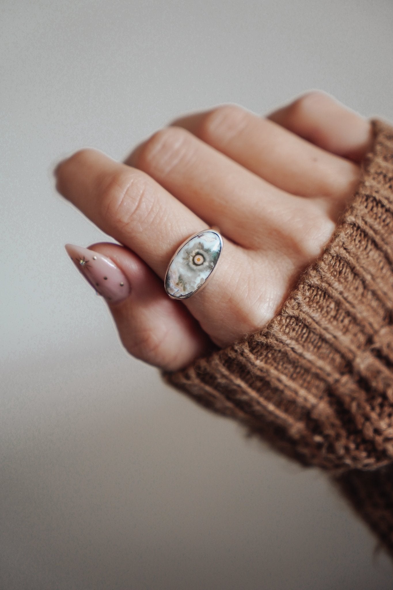 Ocean Jasper Horizontal Ring (Size 9) - Golden Road Crafted