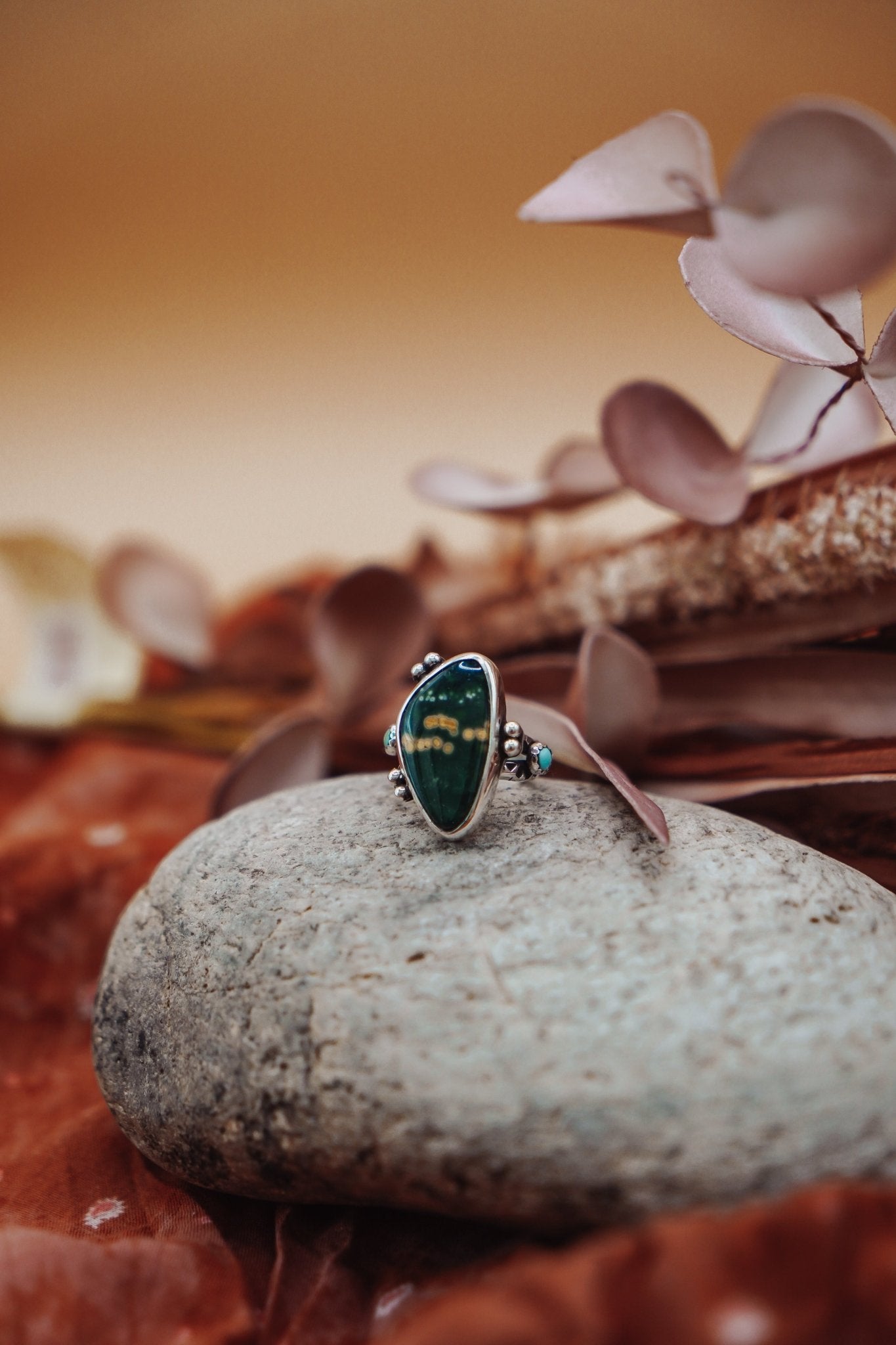 Ocean Jasper & Lone Mtn Turquoise Ring (Size 6.5) - Golden Road Crafted
