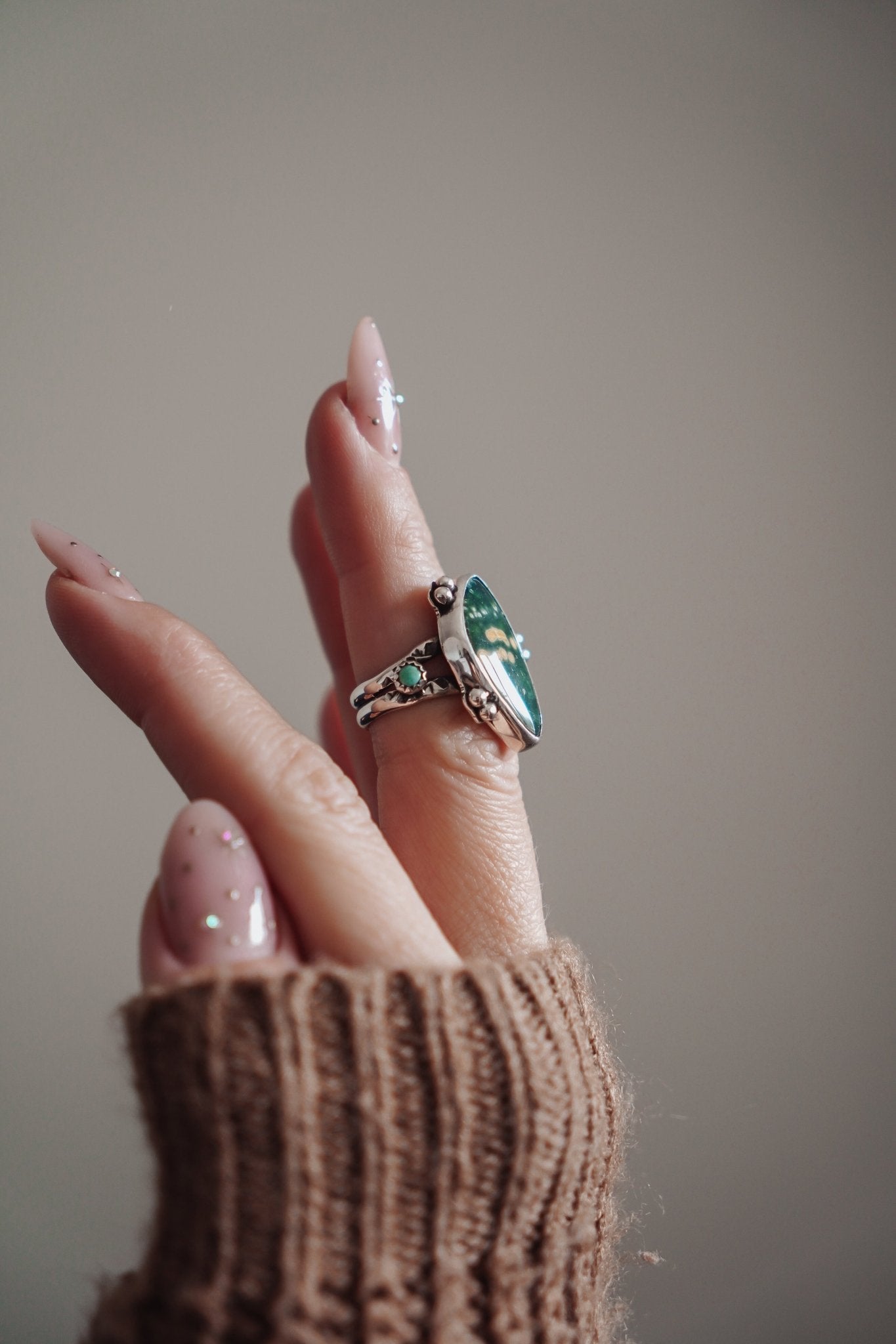 Ocean Jasper & Lone Mtn Turquoise Ring (Size 6.5) - Golden Road Crafted