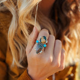 Ocean Jasper & Lone Mtn Turquoise Ring (Size 7.75) - Golden Road Crafted