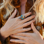 Ocean Jasper & Lone Mtn Turquoise Ring (Size 7.75) - Golden Road Crafted
