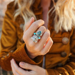 Ocean Jasper & Lone Mtn Turquoise Ring (Size 8) - Golden Road Crafted