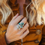 Ocean Jasper & Lone Mtn Turquoise Ring (Size 8) - Golden Road Crafted