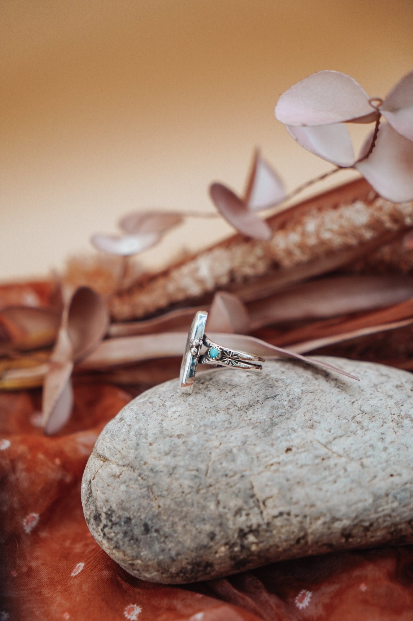 Ocean Jasper & Lone Mtn Turquoise Ring (Size 8.25) - Golden Road Crafted