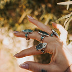 Ocean Jasper & Lone Mtn Turquoise Ring (Size 8.25) - Golden Road Crafted
