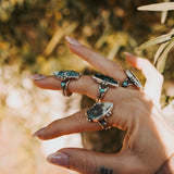 Ocean Jasper & Lone Mtn Turquoise Ring (Size 8.25) - Golden Road Crafted