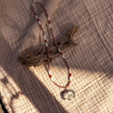 Ocean Jasper Necklace with Rare Sunstone Iolite, Red Jasper, Shell Beads - Golden Road Crafted