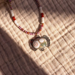 Ocean Jasper Necklace with Rare Sunstone Iolite, Red Jasper, Shell Beads - Golden Road Crafted