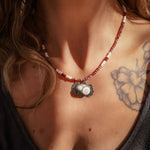 Ocean Jasper Necklace with Rare Sunstone Iolite, Red Jasper, Shell Beads - Golden Road Crafted