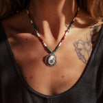 Ocean Jasper Necklace with Rare Sunstone Iolite, Red Jasper, Shell, Turquoise & Sterling Beads - Golden Road Crafted