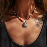 Ocean Jasper Necklace with Red Jasper, Shell, & Turquoise Beads - Golden Road Crafted