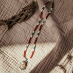 Ocean Jasper Necklace with Red Jasper, Shell, & Turquoise Beads - Golden Road Crafted
