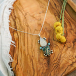 Ocean Jasper, Rainbow Moonstone, & Lone Mtn Turquoise Pendant - Golden Road Crafted