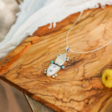 Ocean Jasper, Rainbow Moonstone, & Lone Mtn Turquoise Pendant - Golden Road Crafted