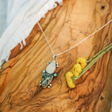 Ocean Jasper, Rainbow Moonstone, & Lone Mtn Turquoise Pendant - Golden Road Crafted
