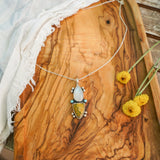 Ocean Jasper, Rainbow Moonstone, & Lone Mtn Turquoise Pendant - Golden Road Crafted