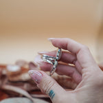 Ocean Jasper, Rainbow Moonstone, & Lone Mtn Turquoise Ring (Size 6) - Golden Road Crafted