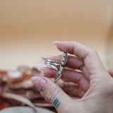Ocean Jasper, Rainbow Moonstone, & Lone Mtn Turquoise Ring (Size 6) - Golden Road Crafted