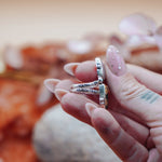 Ocean Jasper, Rainbow Moonstone, & Lone Mtn Turquoise Ring (Size 6.75) - Golden Road Crafted