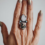 Ocean Jasper, Rainbow Moonstone, & Lone Mtn Turquoise Ring (Size 7) - Golden Road Crafted
