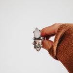 Ocean Jasper, Rainbow Moonstone, & Lone Mtn Turquoise Ring (Size 7) - Golden Road Crafted
