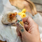 Ocean Jasper, Rainbow Moonstone, & Lone Mtn Turquoise Ring (Size 8) - Golden Road Crafted