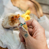 Ocean Jasper, Rainbow Moonstone, & Lone Mtn Turquoise Ring (Size 8) - Golden Road Crafted