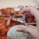 Ocean Jasper, Rainbow Moonstone, & Lone Mtn Turquoise Ring (Size 8.5) - Golden Road Crafted