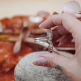 Ocean Jasper, Rainbow Moonstone, & Lone Mtn Turquoise Ring (Size 8.5) - Golden Road Crafted
