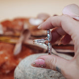 Ocean Jasper, Rainbow Moonstone, & Lone Mtn Turquoise Ring (Size 8.5) - Golden Road Crafted