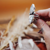 Ocean Jasper, Rainbow Moonstone, & Lone Mtn Turquoise Ring (Size 8.5) - Golden Road Crafted