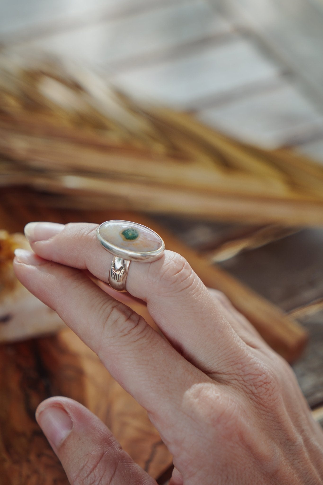 Ocean Jasper Ring (Size 5.5) - Golden Road Crafted