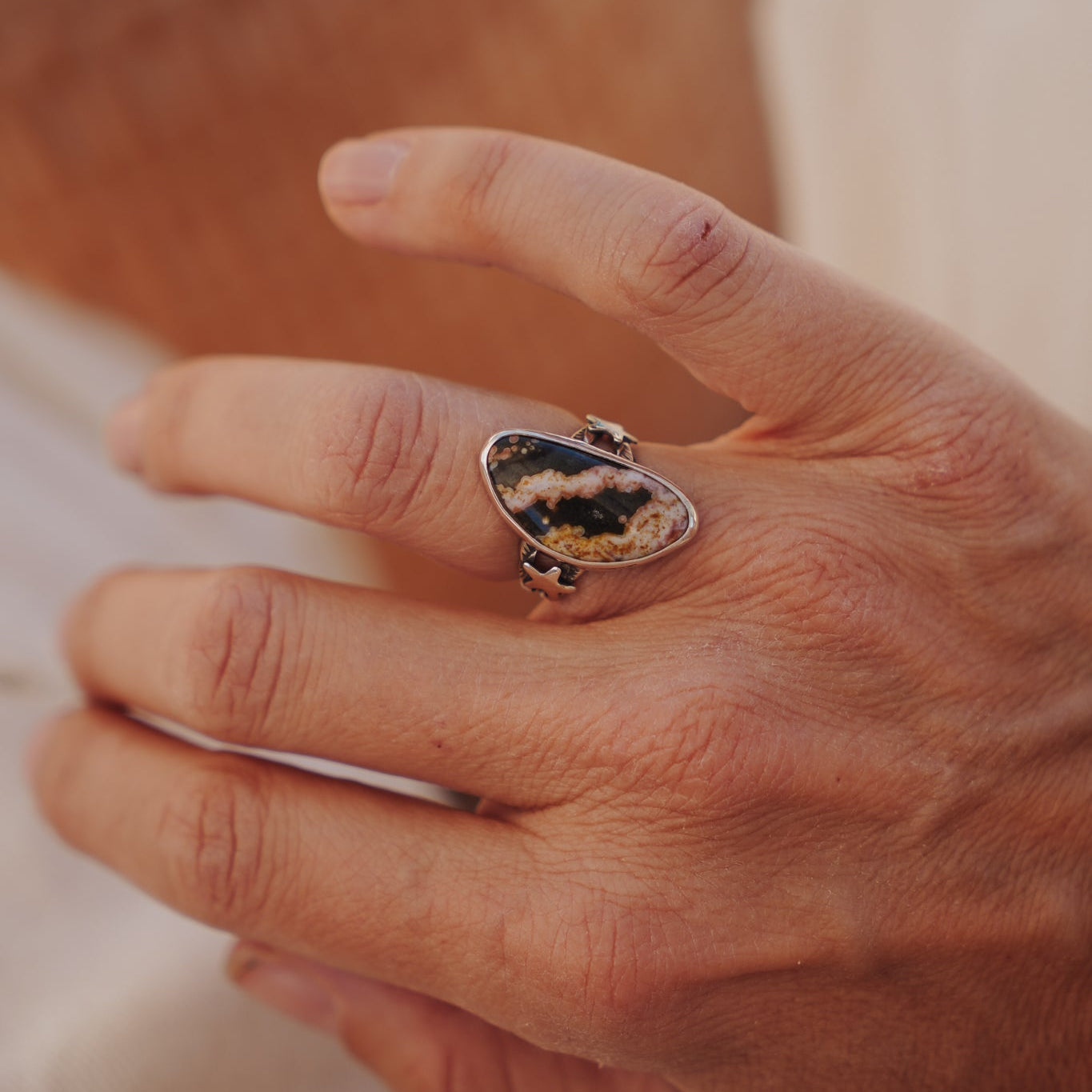 Ocean Jasper Ring (Size 6) - Golden Road Crafted