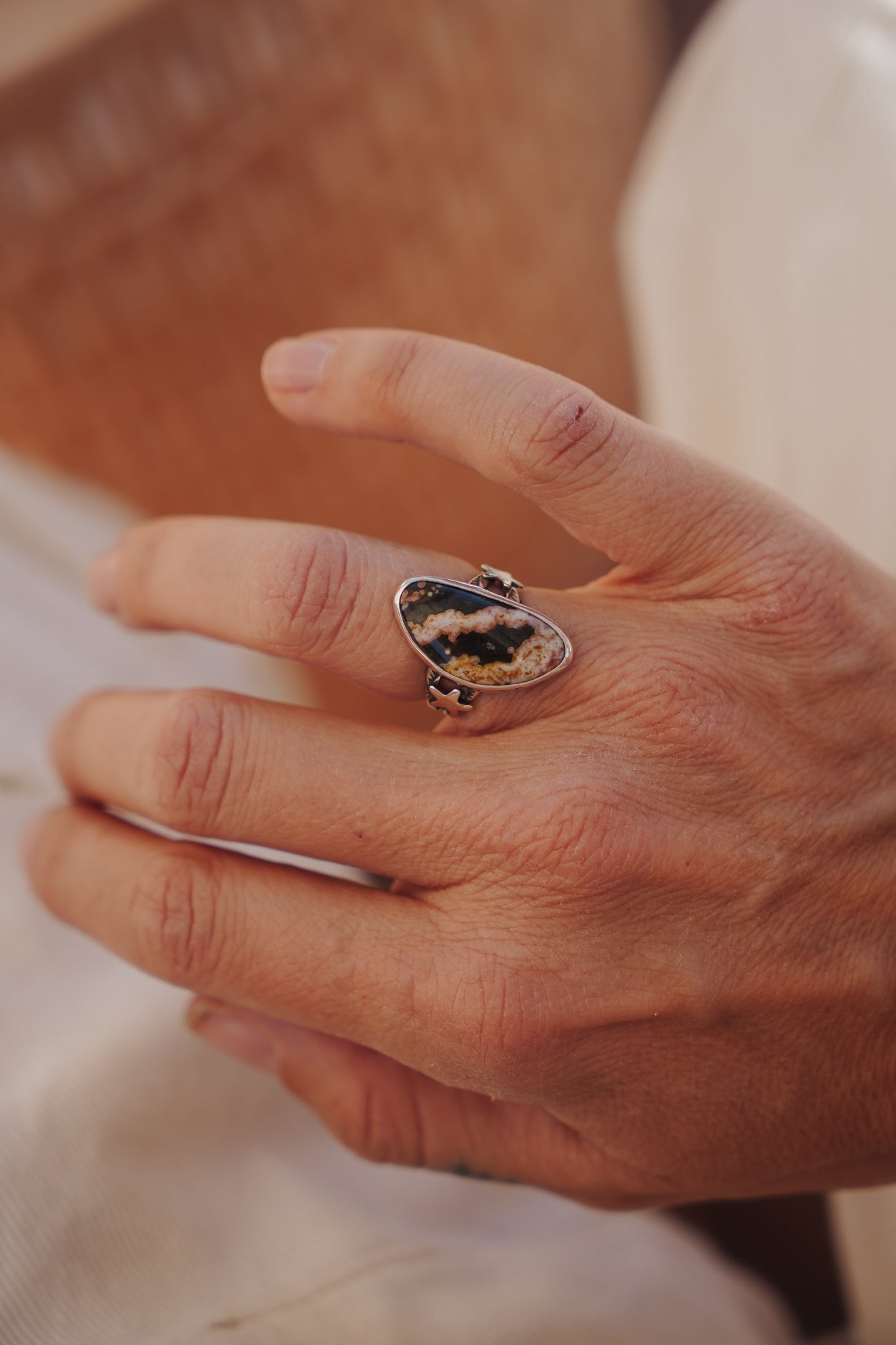 Ocean Jasper Ring (Size 6) - Golden Road Crafted