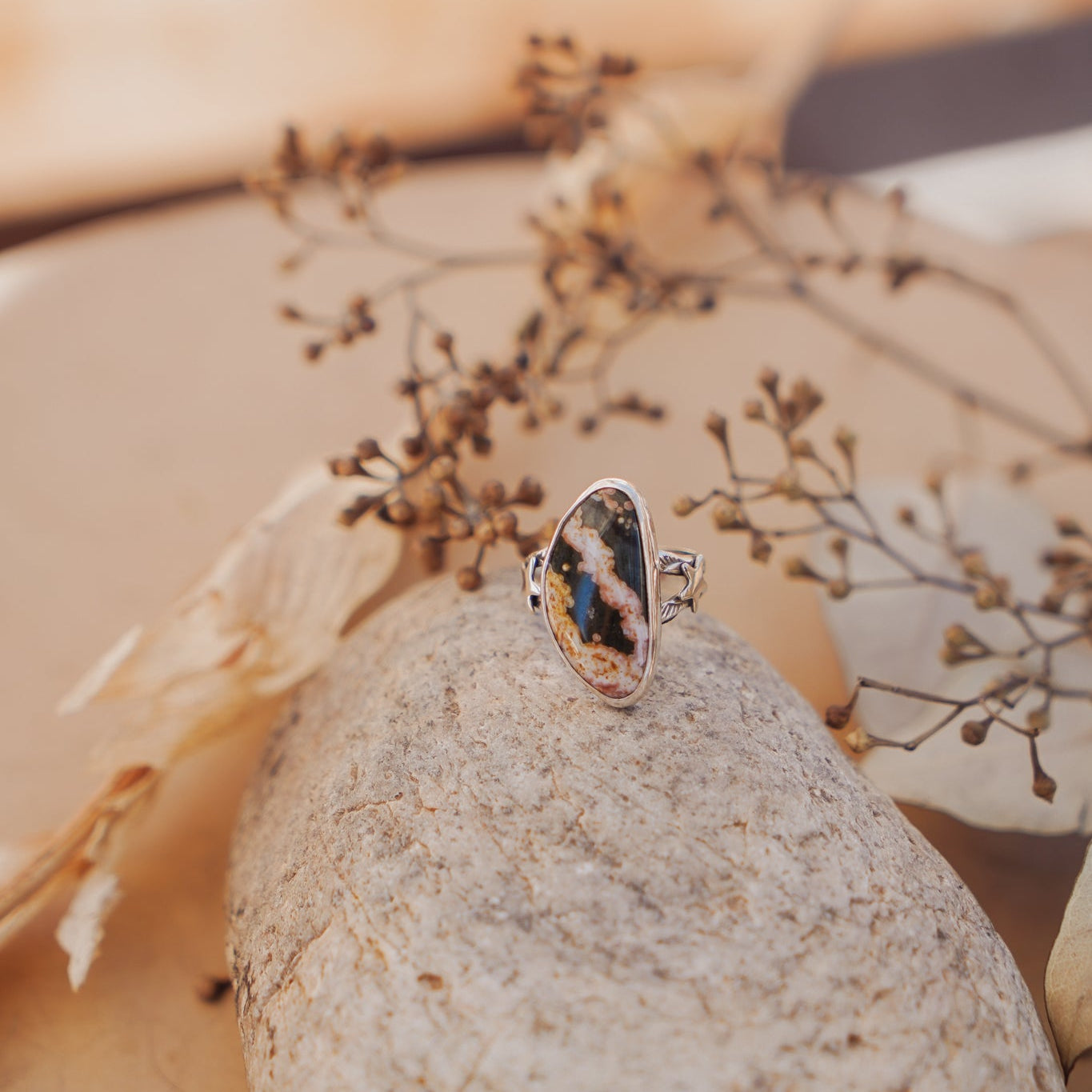 Ocean Jasper Ring (Size 6) - Golden Road Crafted