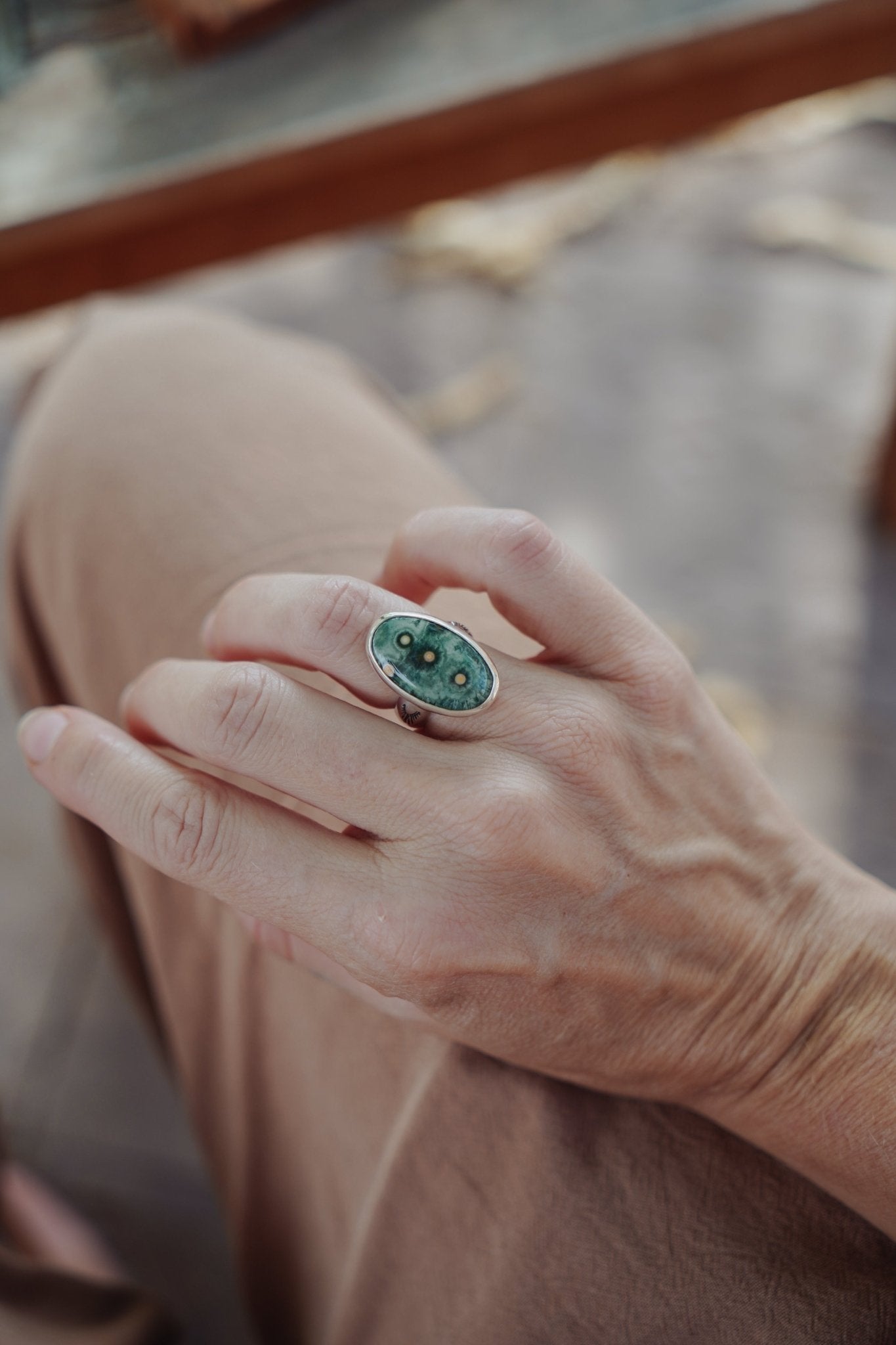 Ocean Jasper Ring (Size 6.25) - Golden Road Crafted