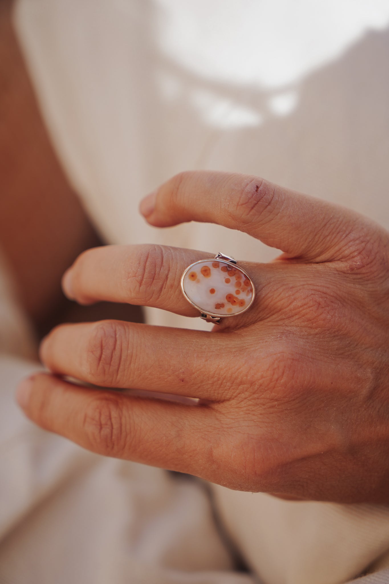 Ocean Jasper Ring (Size 7) - Golden Road Crafted
