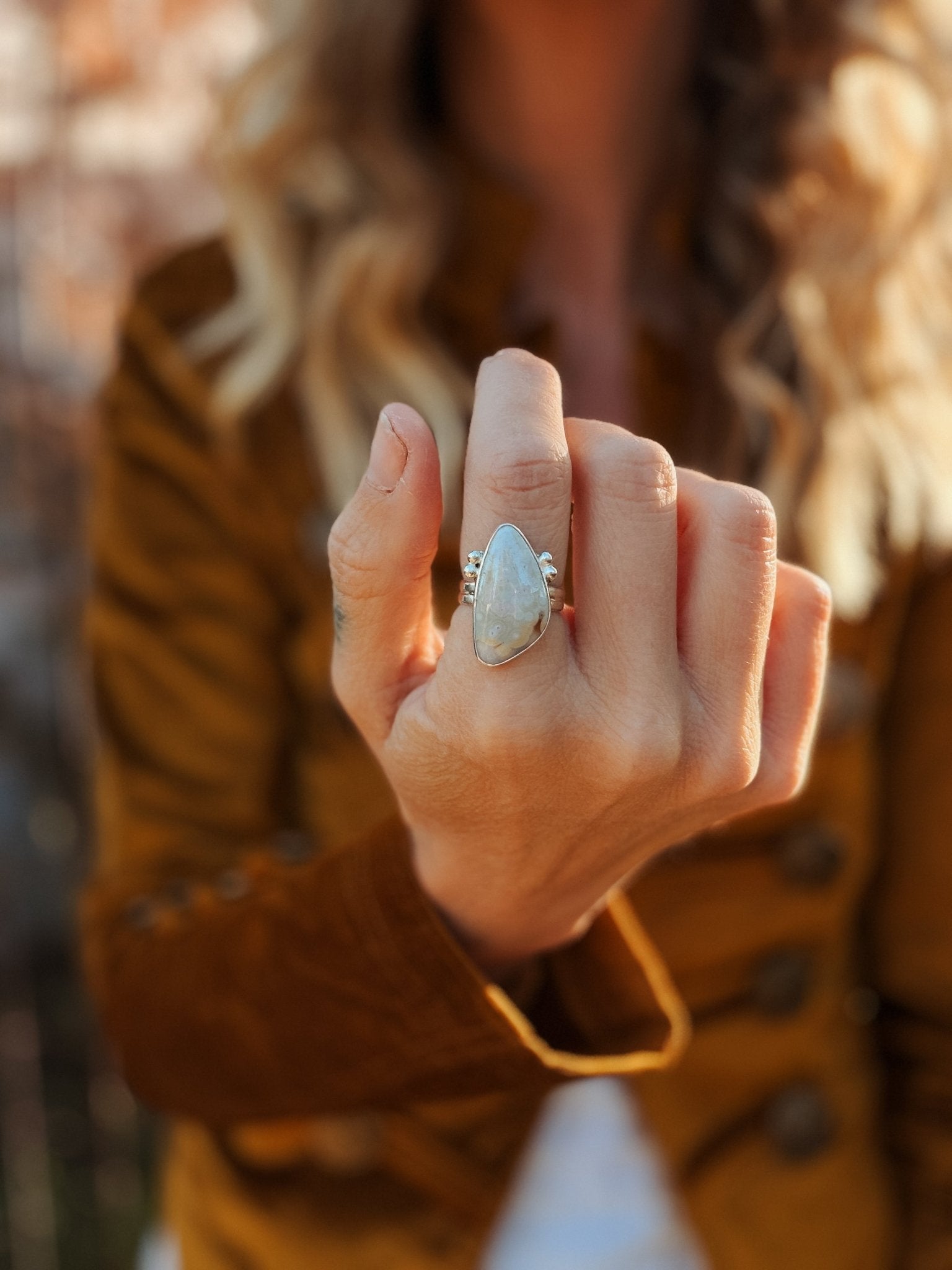 Ocean Jasper Ring (Size 7) - Golden Road Crafted