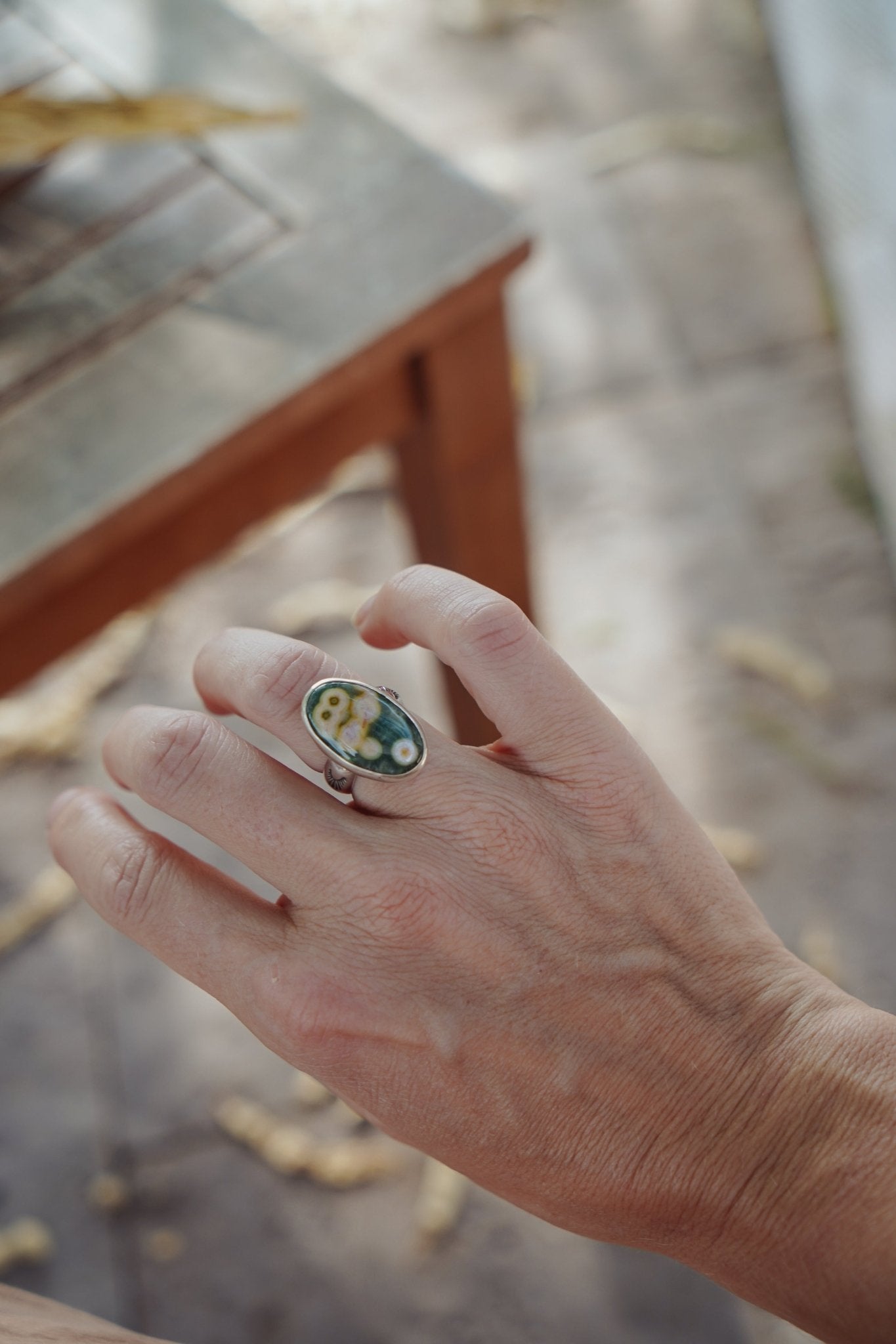 Ocean Jasper Ring (Size 7) - Golden Road Crafted