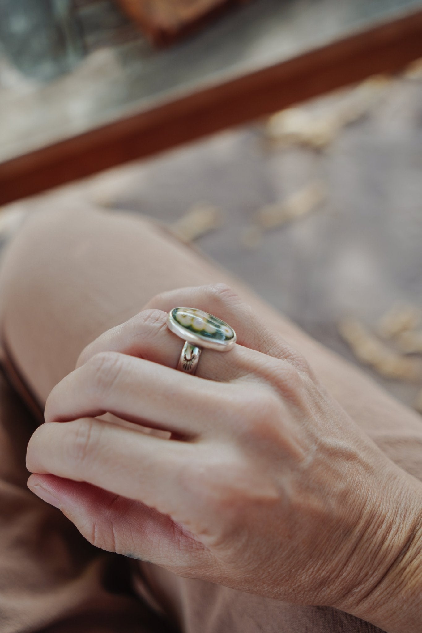 Ocean Jasper Ring (Size 7) - Golden Road Crafted
