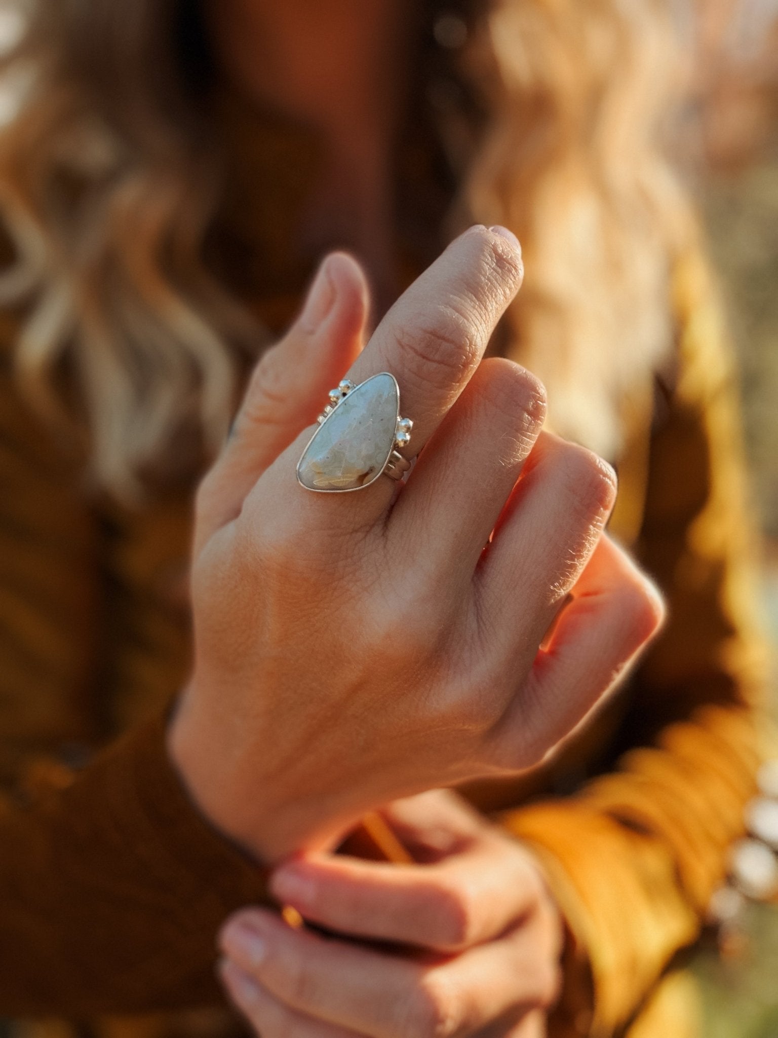 Ocean Jasper Ring (Size 7) - Golden Road Crafted