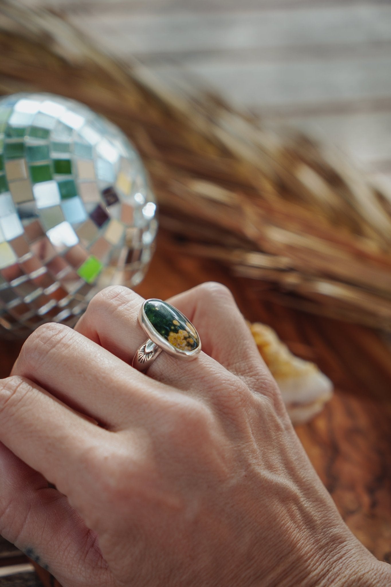 Ocean Jasper Ring (Size 7) - Golden Road Crafted