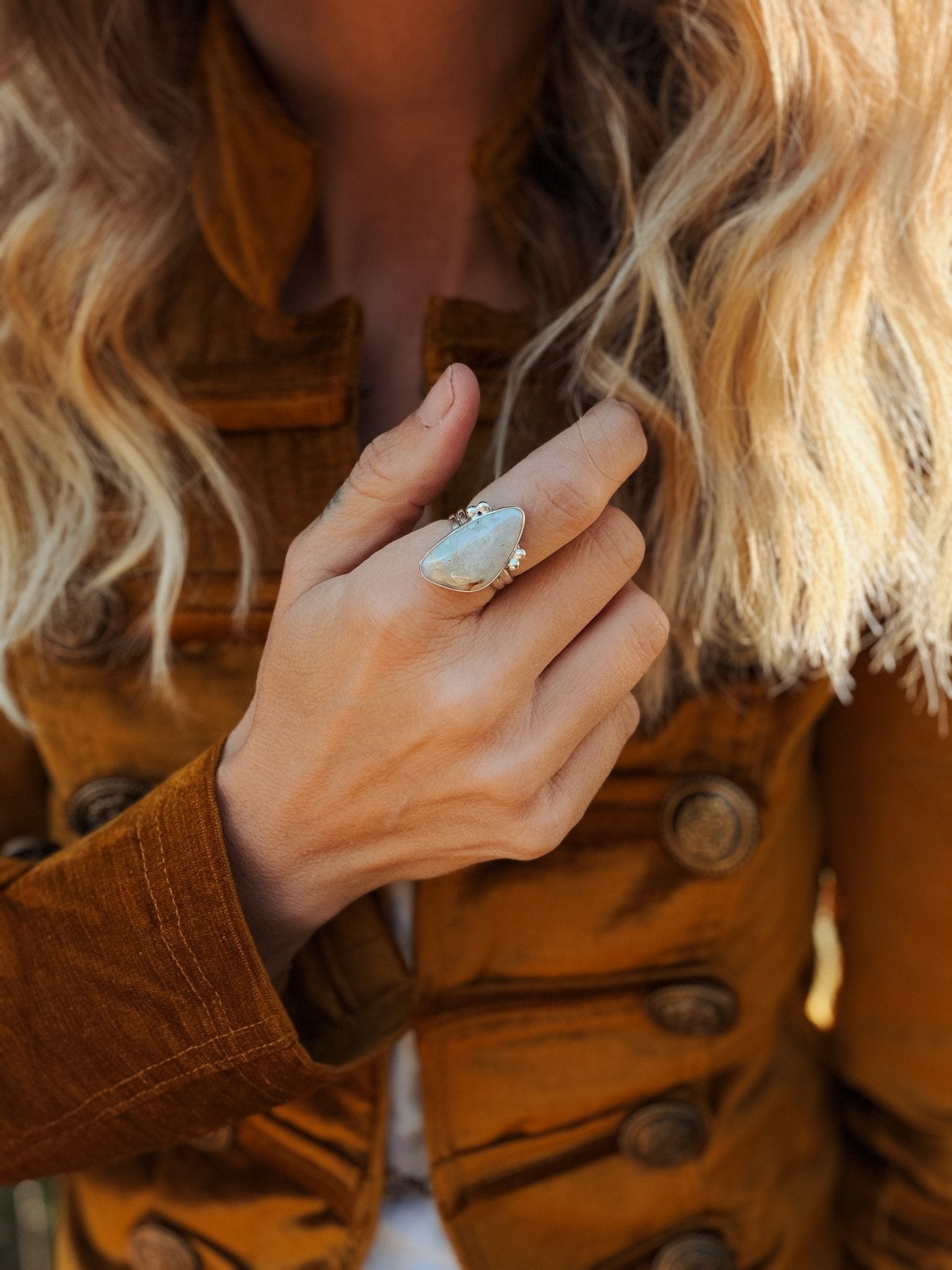 Ocean Jasper Ring (Size 7) - Golden Road Crafted