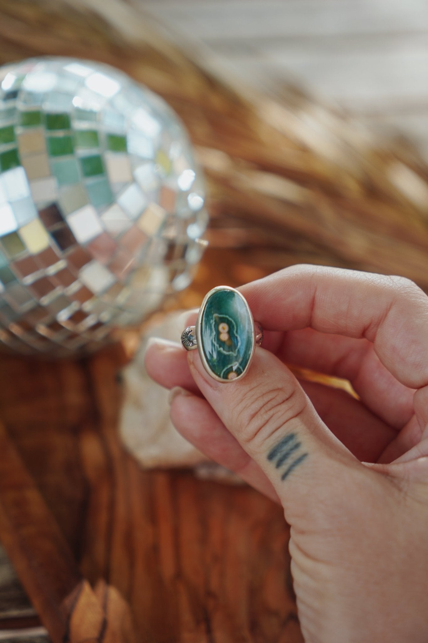 Ocean Jasper Ring (Size 7.5) - Golden Road Crafted