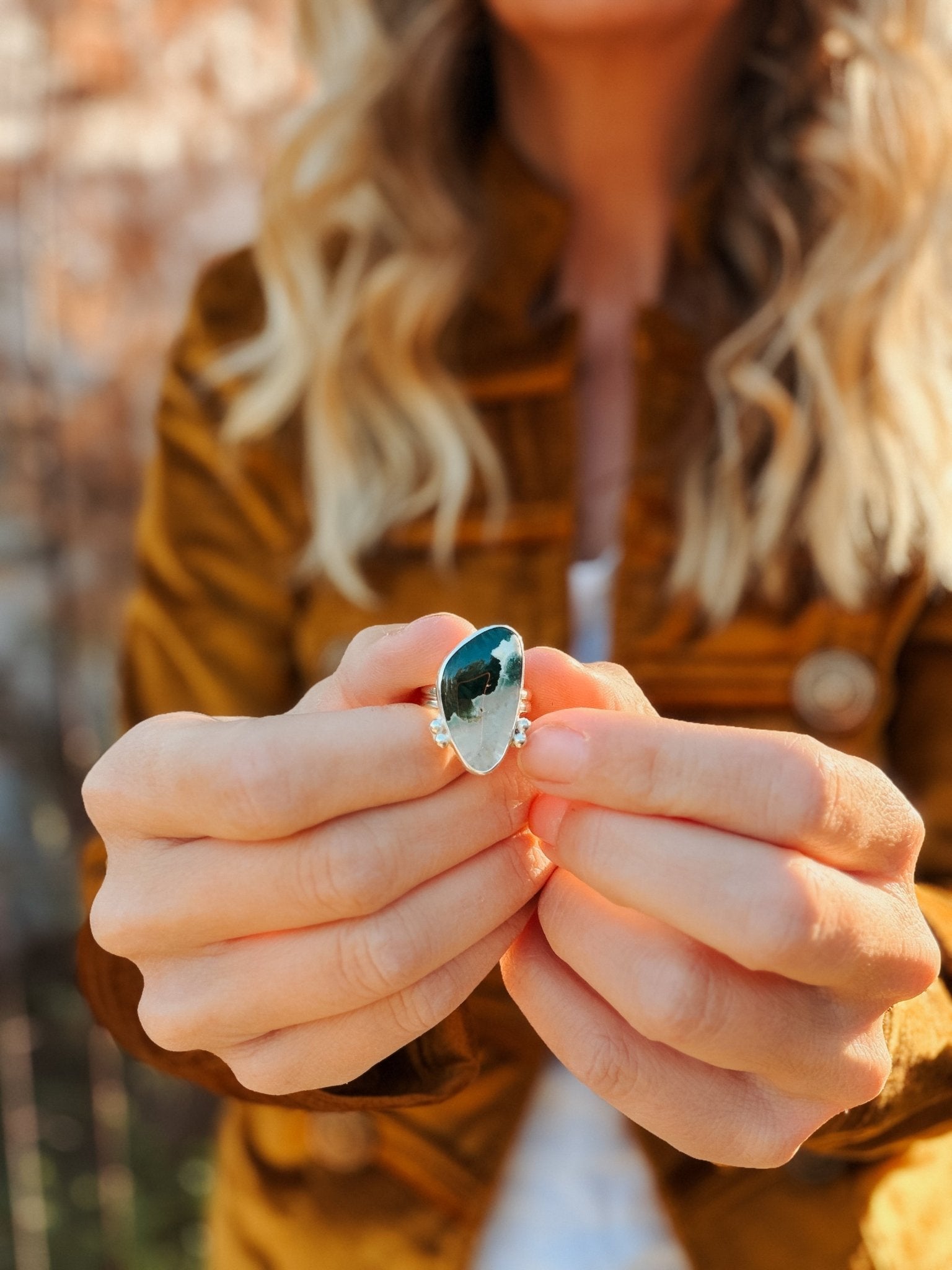 Ocean Jasper Ring (Size 7.5) - Golden Road Crafted