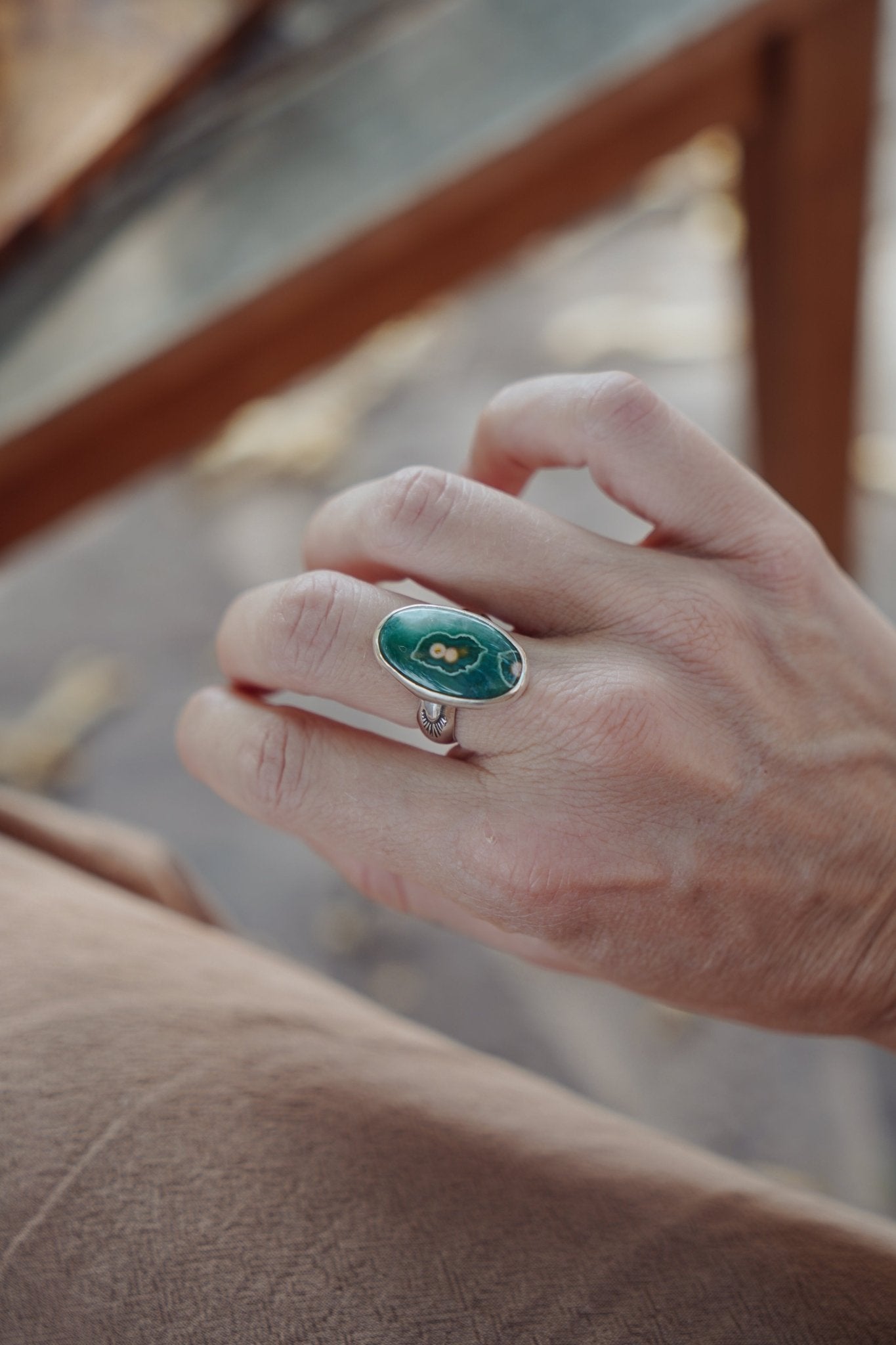 Ocean Jasper Ring (Size 7.5) - Golden Road Crafted
